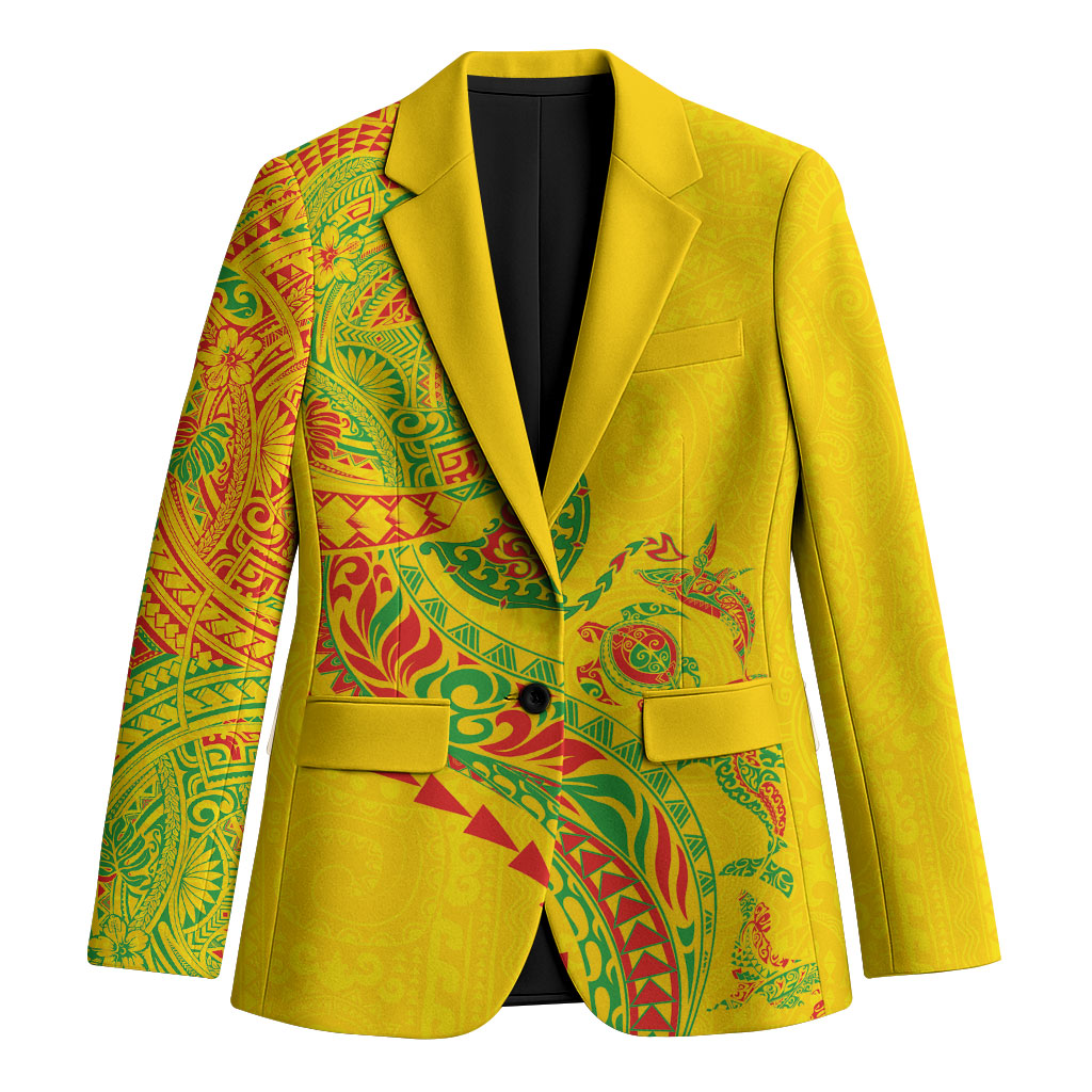 Hawaiian Kakau Tribal Sea Animals Tattoos Blazer Kanaka Maoli Flag Color Inspired LT03 Unisex Multicolor - Polynesian Pride