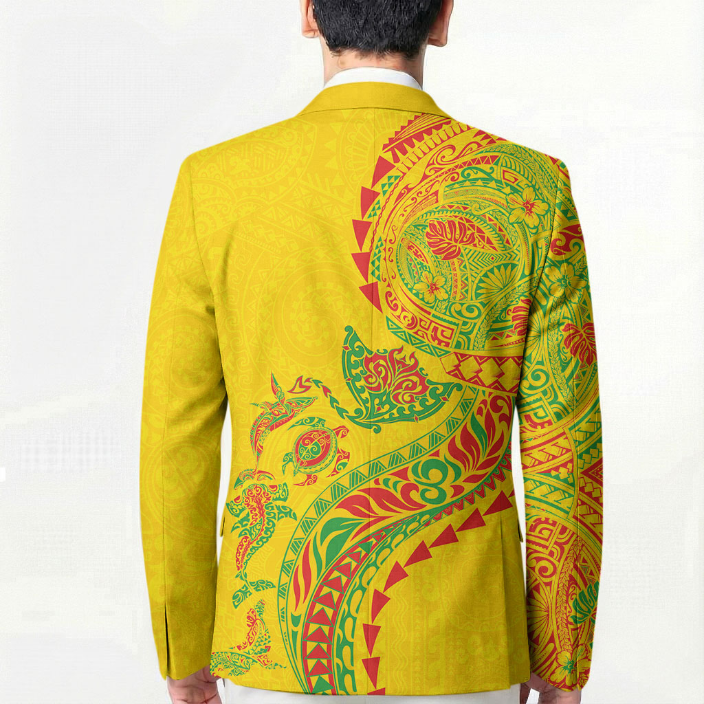 Hawaiian Kakau Tribal Sea Animals Tattoos Blazer Kanaka Maoli Flag Color Inspired LT03 - Polynesian Pride