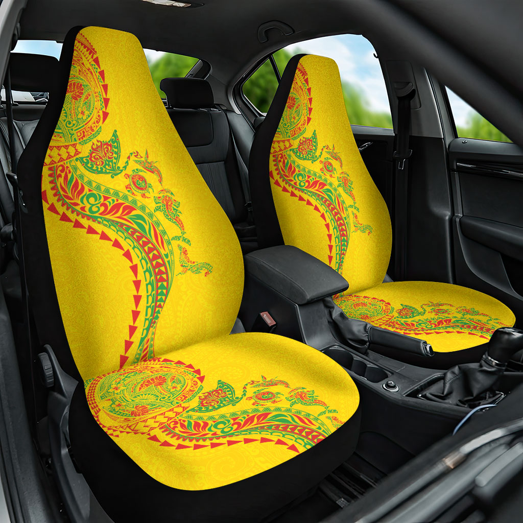 Hawaiian Kakau Tribal Sea Animals Tattoos Car Seat Cover Kanaka Maoli Flag Color Inspired