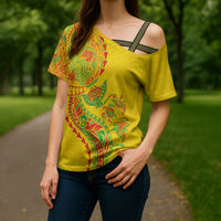 Hawaiian Kakau Tribal Sea Animals Tattoos Cross Shoulder Shirt Kanaka Maoli Flag Color Inspired LT03 - Polynesian Pride