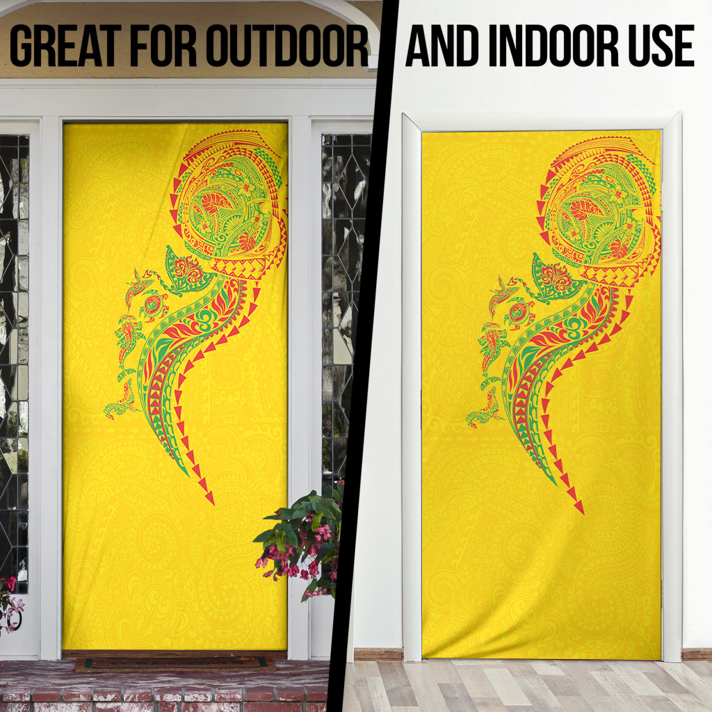 Hawaiian Kakau Tribal Sea Animals Tattoos Door Cover Kanaka Maoli Flag Color Inspired LT03 - Polynesian Pride