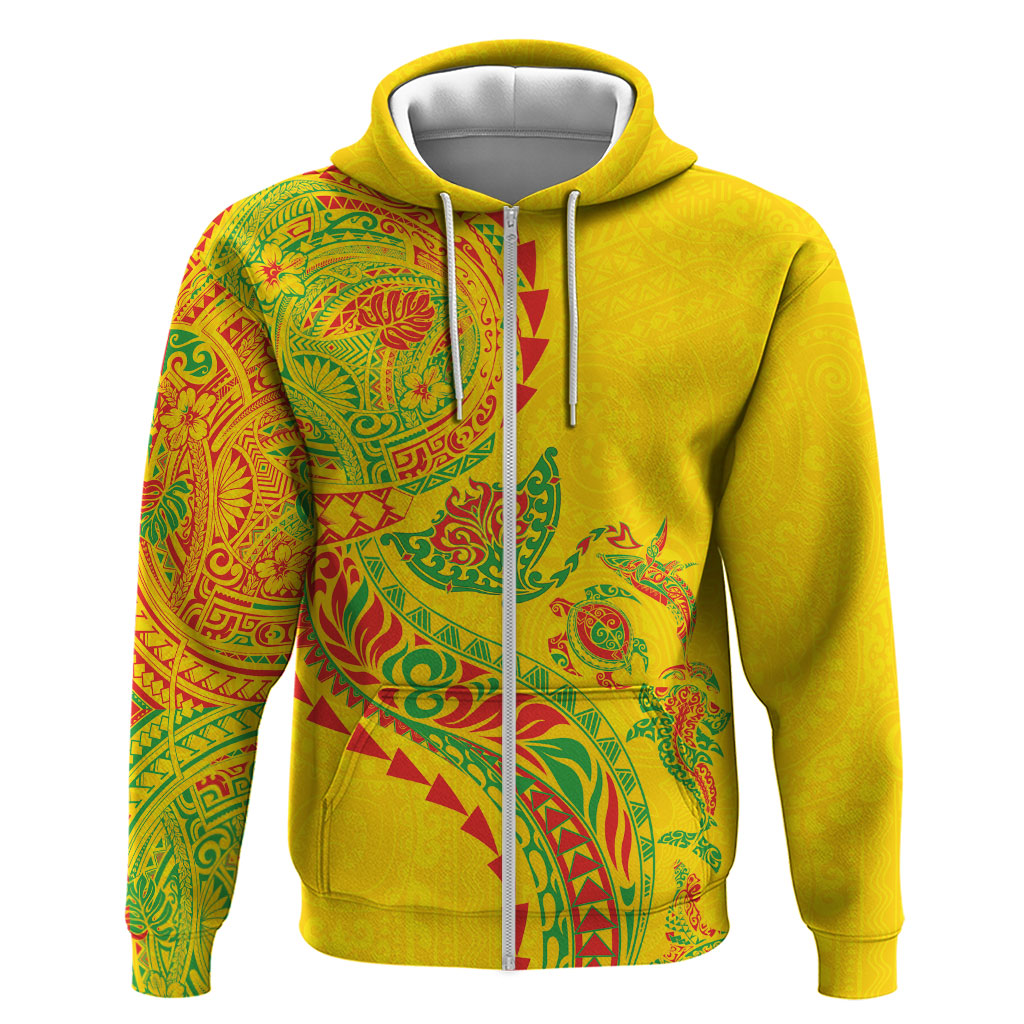 Hawaiian Kakau Tribal Sea Animals Tattoos Hoodie Kanaka Maoli Flag Color Inspired LT03 Zip Hoodie Multicolor - Polynesian Pride