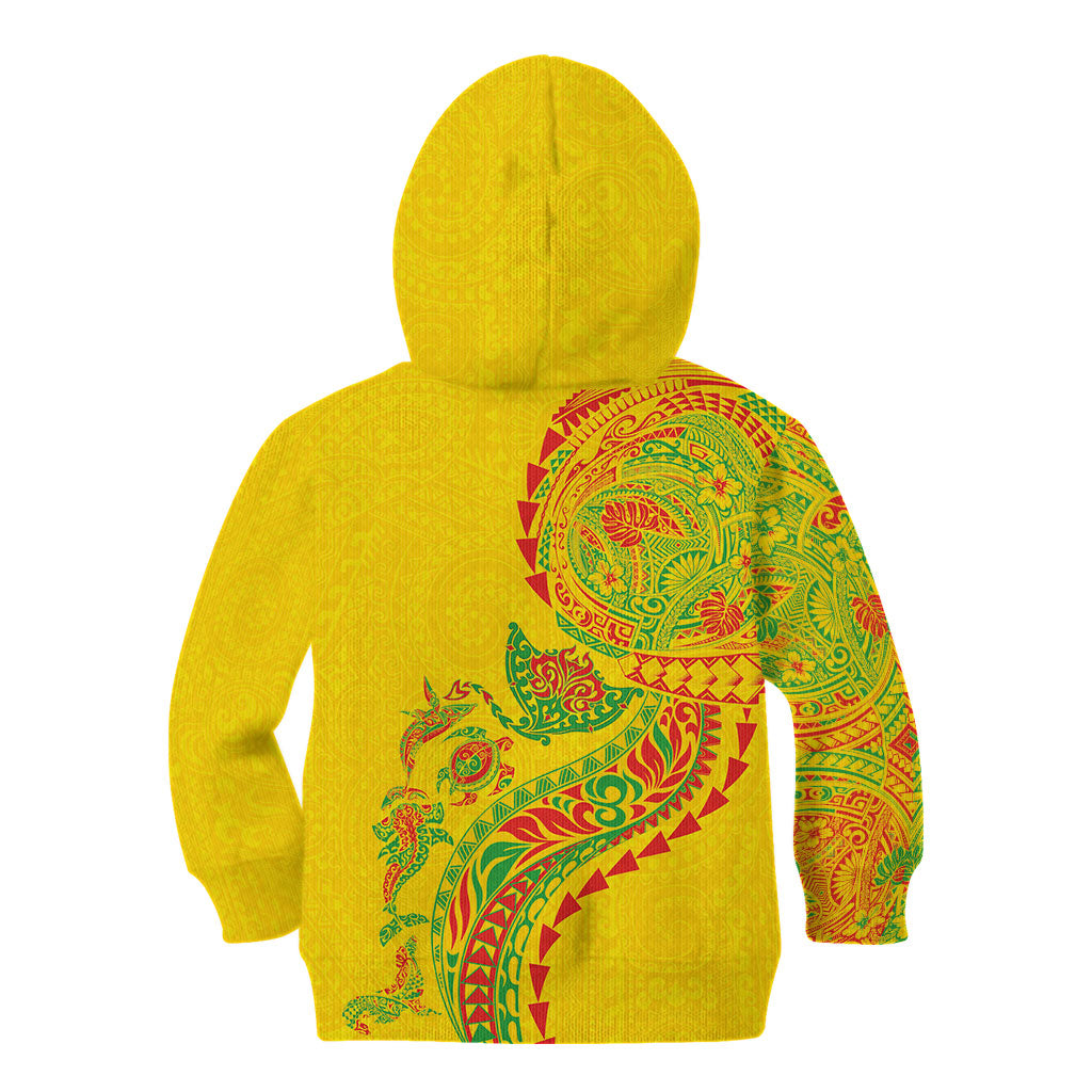 Hawaiian Kakau Tribal Sea Animals Tattoos Kid Hoodie Kanaka Maoli Flag Color Inspired LT03 - Polynesian Pride