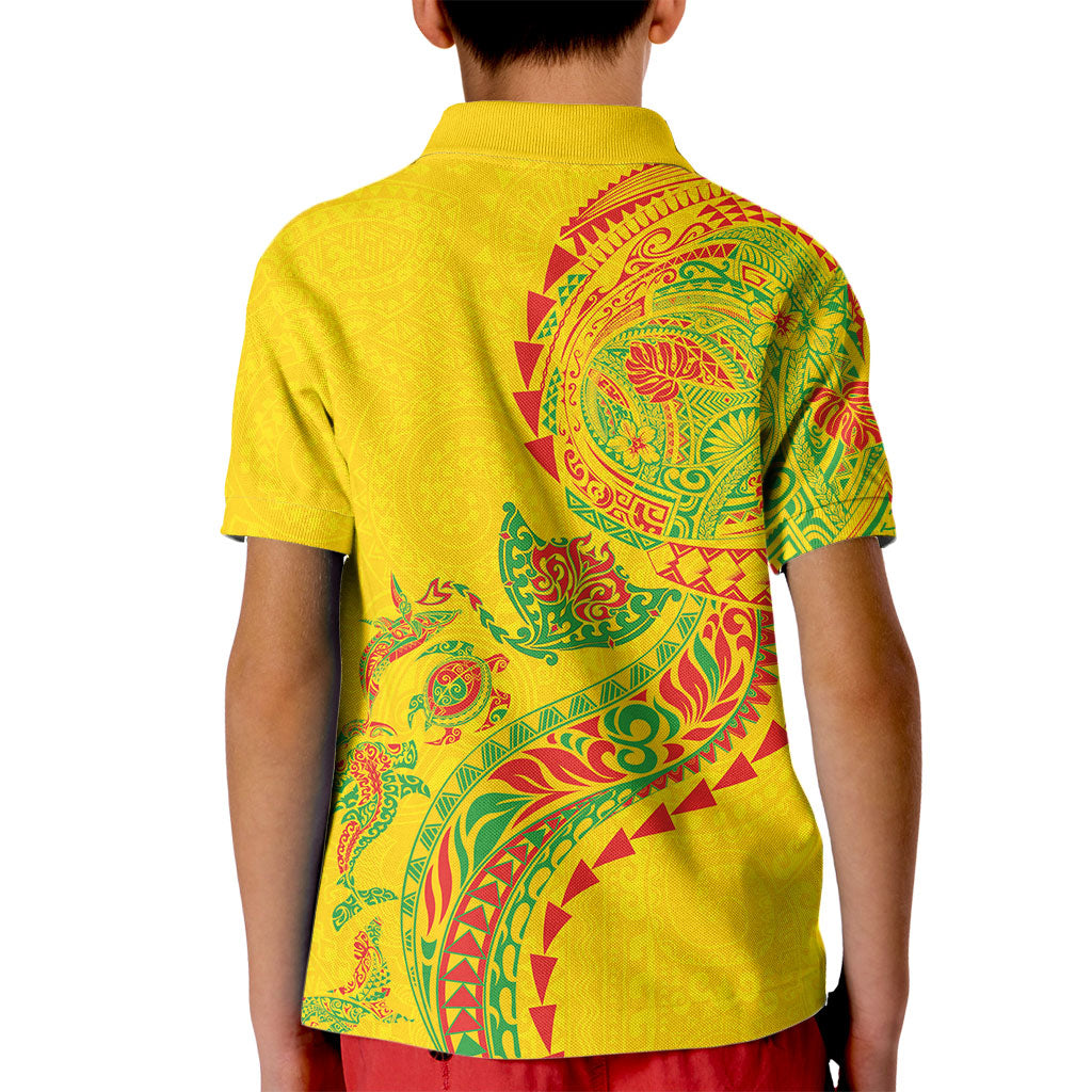Hawaiian Kakau Tribal Sea Animals Tattoos Kid Polo Shirt Kanaka Maoli Flag Color Inspired LT03 - Polynesian Pride