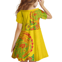 Hawaiian Kakau Tribal Sea Animals Tattoos Kid Short Sleeve Dress Kanaka Maoli Flag Color Inspired LT03 - Polynesian Pride