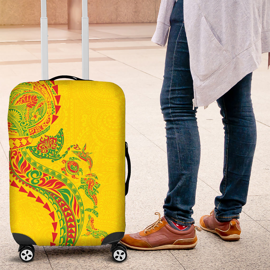 Hawaiian Kakau Tribal Sea Animals Tattoos Luggage Cover Kanaka Maoli Flag Color Inspired