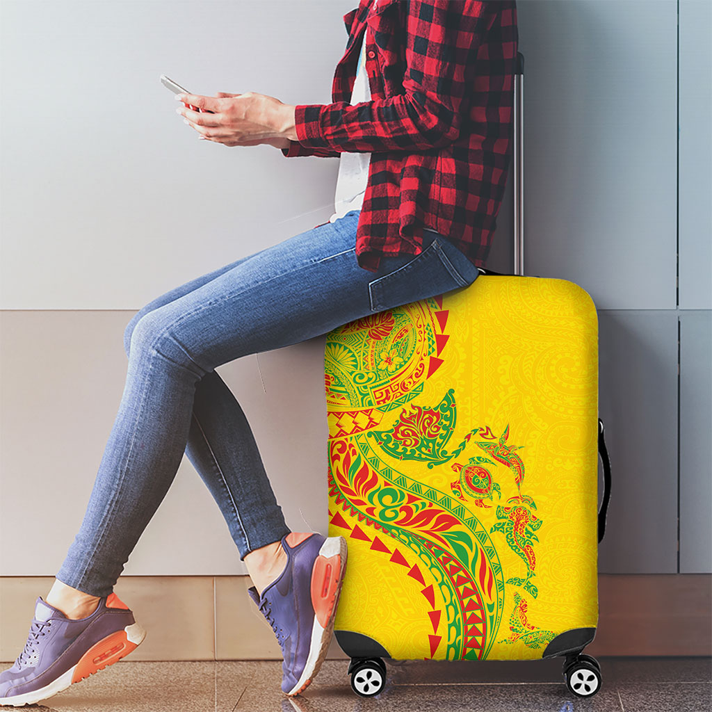 Hawaiian Kakau Tribal Sea Animals Tattoos Luggage Cover Kanaka Maoli Flag Color Inspired LT03 - Polynesian Pride