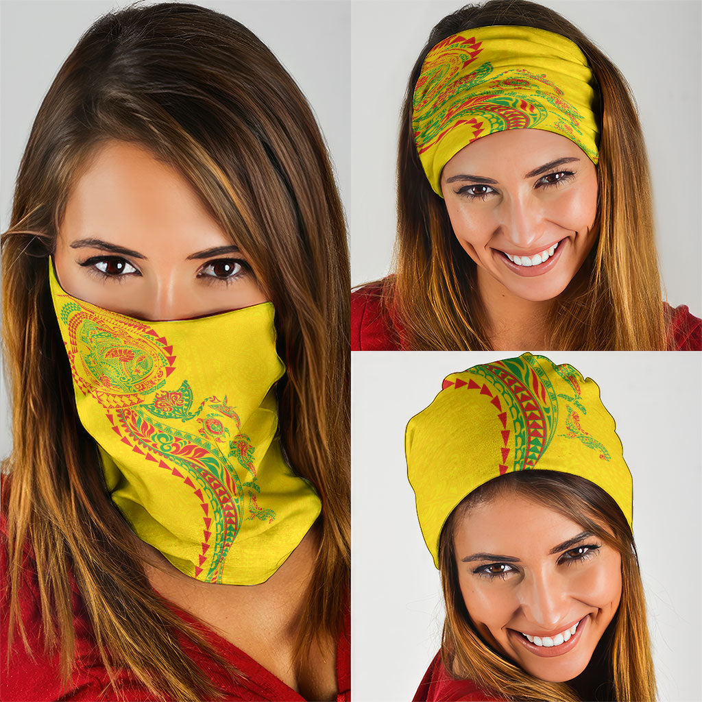 Hawaiian Kakau Tribal Sea Animals Tattoos Neck Gaiter Kanaka Maoli Flag Color Inspired LT03 - Polynesian Pride