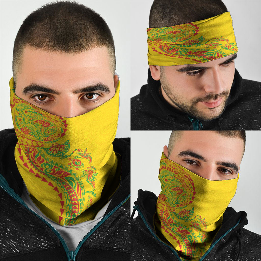 Hawaiian Kakau Tribal Sea Animals Tattoos Neck Gaiter Kanaka Maoli Flag Color Inspired LT03 - Polynesian Pride