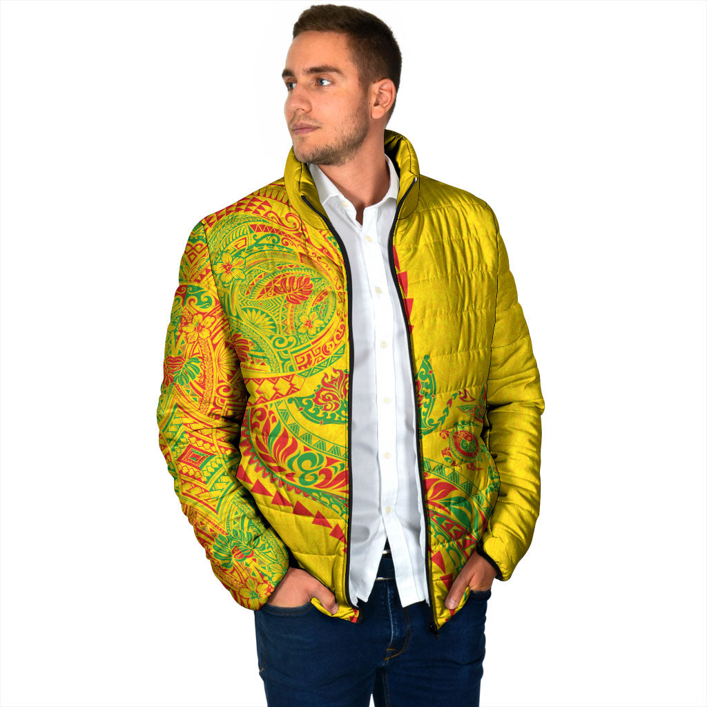 Hawaiian Kakau Tribal Sea Animals Tattoos Padded Jacket Kanaka Maoli Flag Color Inspired LT03 - Polynesian Pride