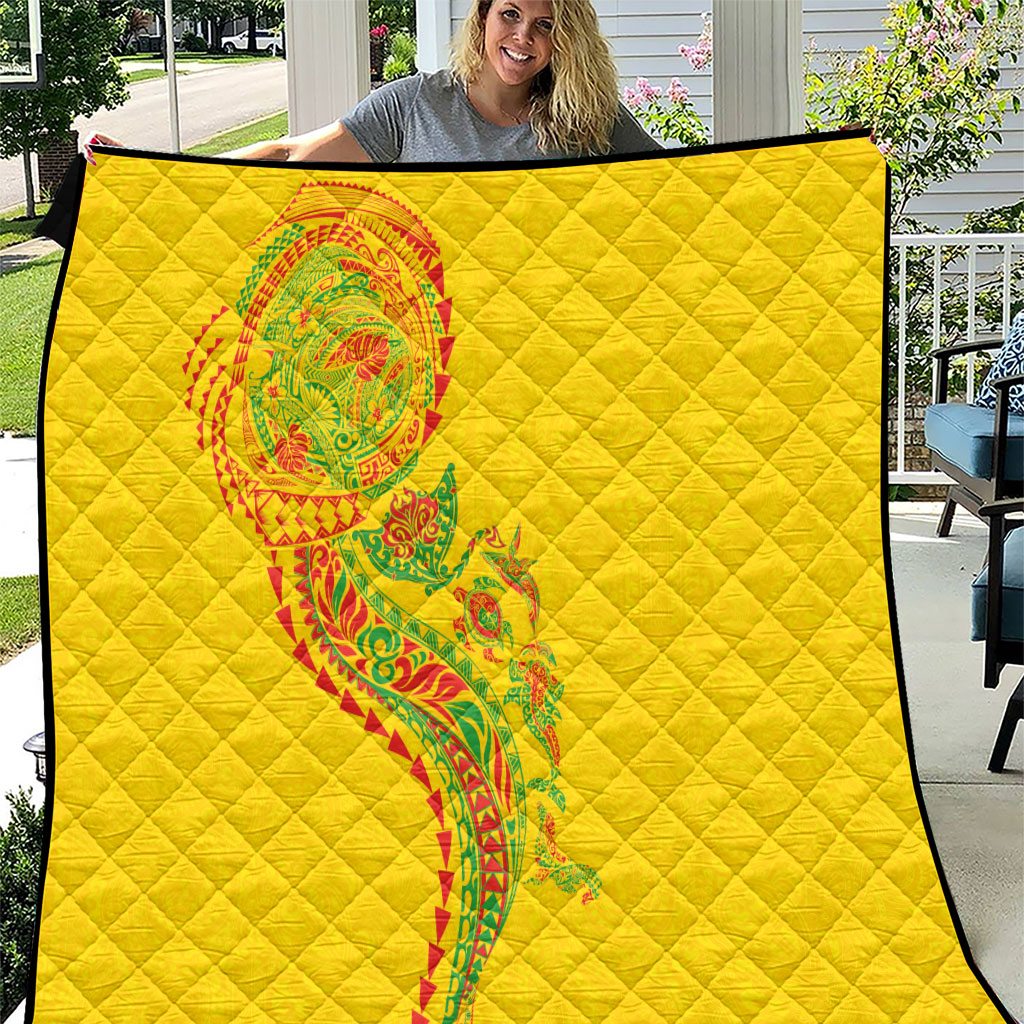 Hawaiian Kakau Tribal Sea Animals Tattoos Quilt Kanaka Maoli Flag Color Inspired LT03 Multicolor - Polynesian Pride