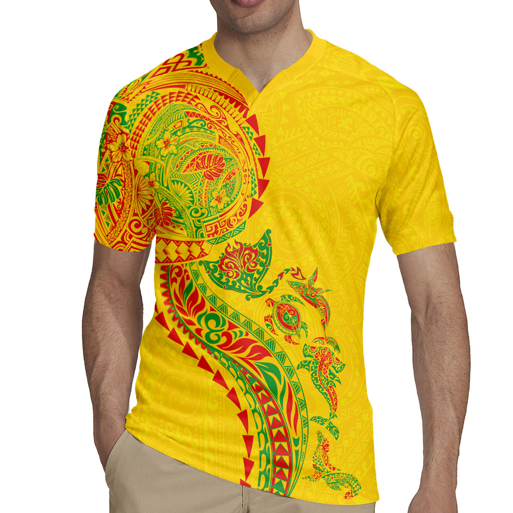 Hawaiian Kakau Tribal Sea Animals Tattoos Rugby Jersey Kanaka Maoli Flag Color Inspired LT03 - Polynesian Pride