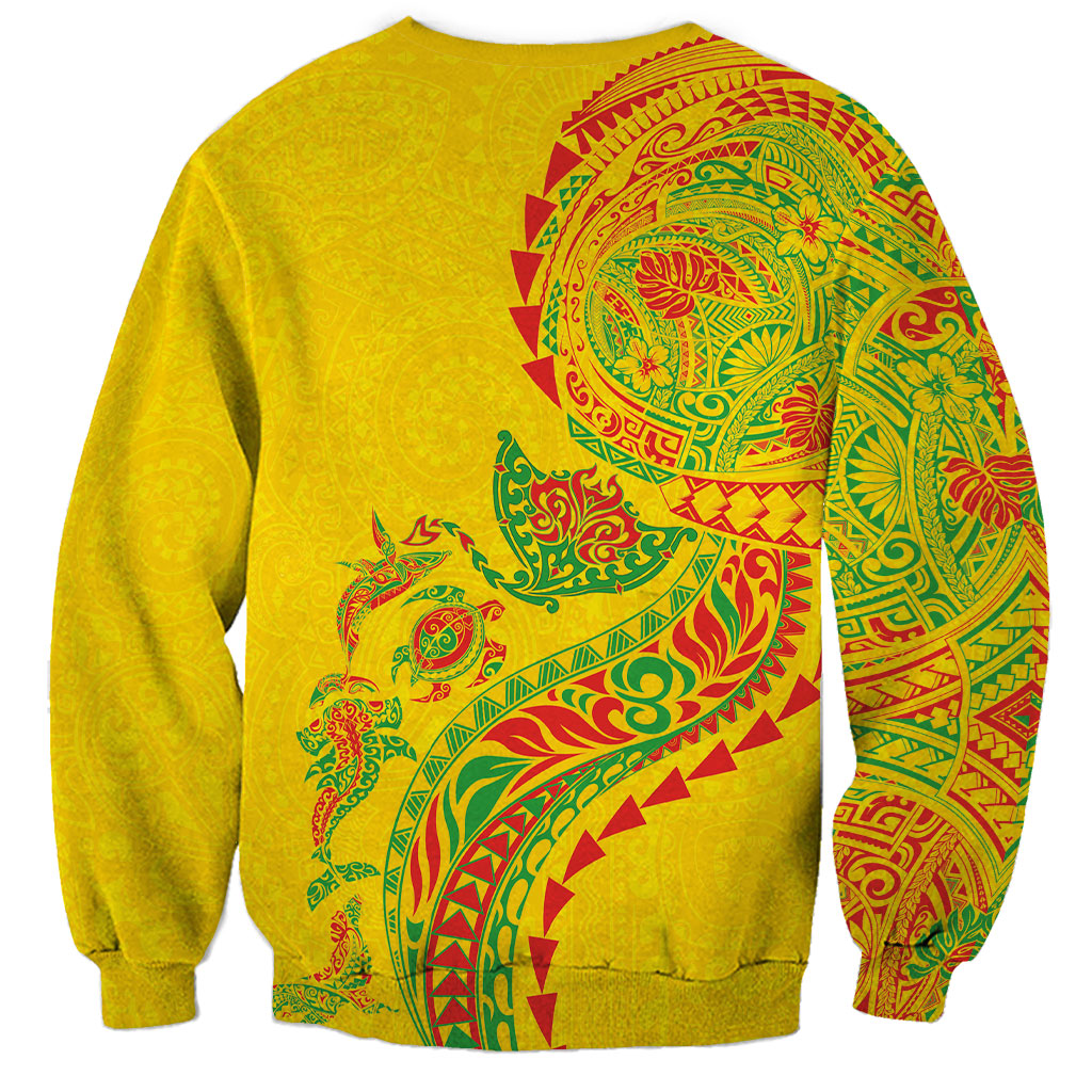 Hawaiian Kakau Tribal Sea Animals Tattoos Sweatshirt Kanaka Maoli Flag Color Inspired LT03 - Polynesian Pride