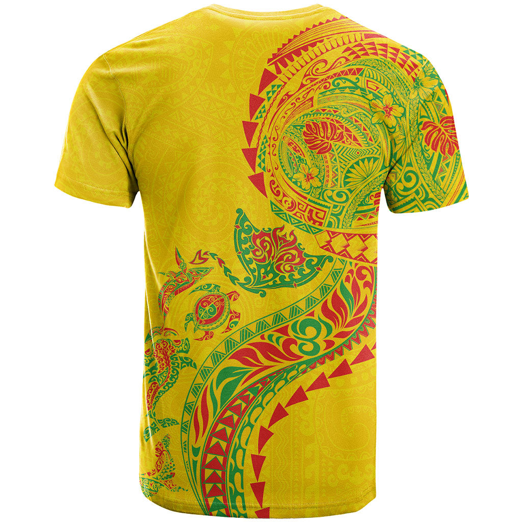 Hawaiian Kakau Tribal Sea Animals Tattoos T Shirt Kanaka Maoli Flag Color Inspired