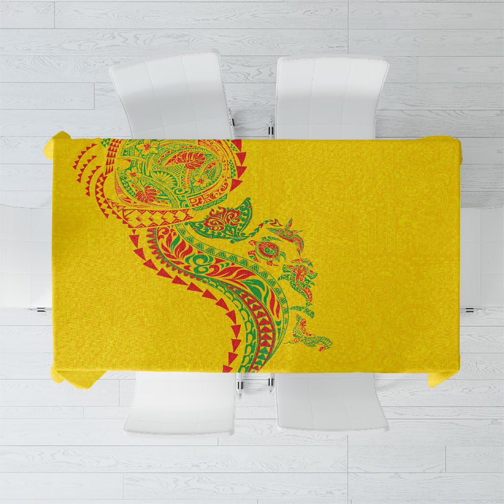Hawaiian Kakau Tribal Sea Animals Tattoos Tablecloth Kanaka Maoli Flag Color Inspired LT03 Multicolor - Polynesian Pride