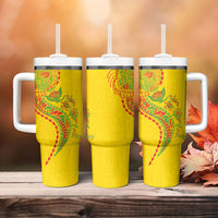 Hawaiian Kakau Tribal Sea Animals Tattoos Tumbler With Handle Kanaka Maoli Flag Color Inspired LT03 - Polynesian Pride