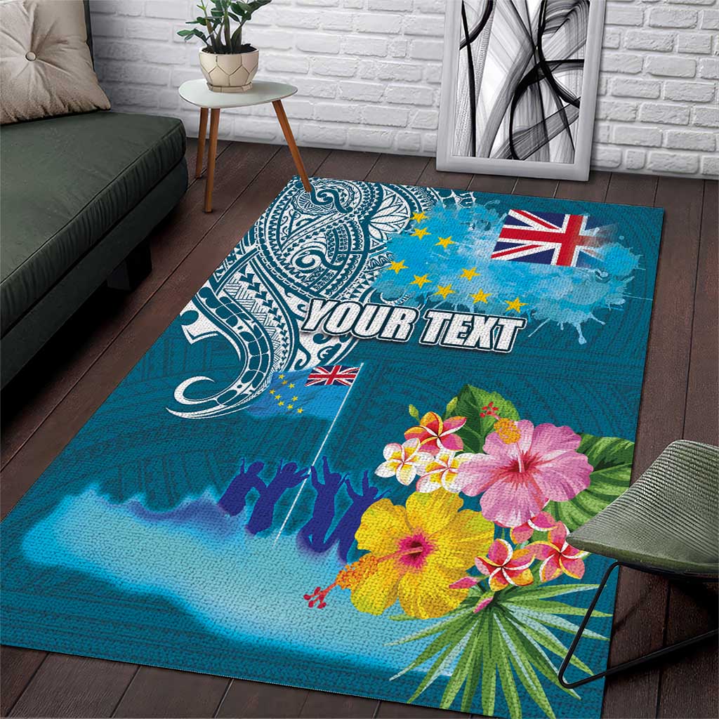 Personalised Tuvalu Independence Day Area Rug Tuvaluan Tribal Flag Style