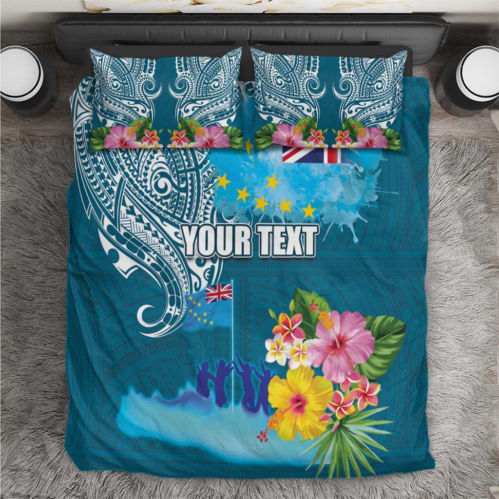 Personalised Tuvalu Independence Day Bedding Set Tuvaluan Tribal Flag Style