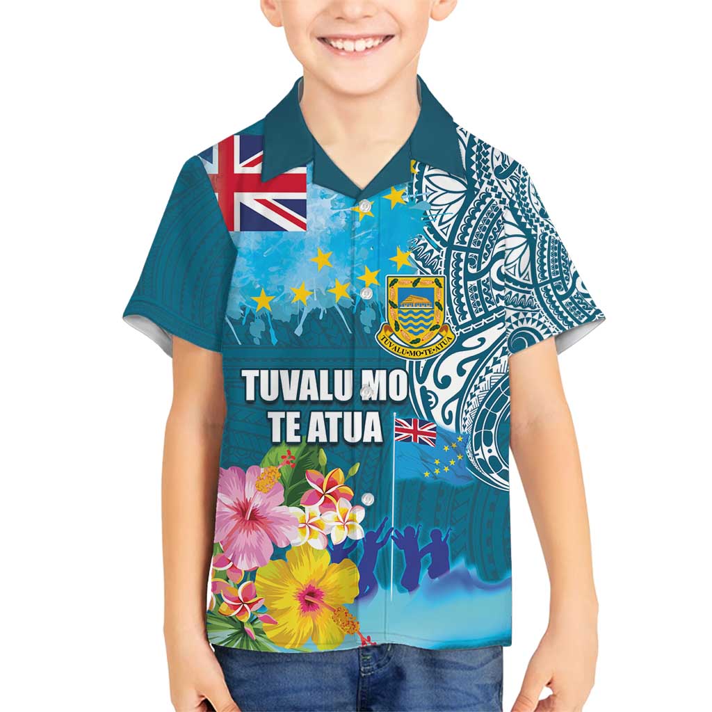 Personalised Tuvalu Independence Day Family Matching Tank Maxi Dress and Hawaiian Shirt Tuvaluan Tribal Flag Style