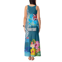 Personalised Tuvalu Independence Day Tank Maxi Dress Tuvaluan Tribal Flag Style