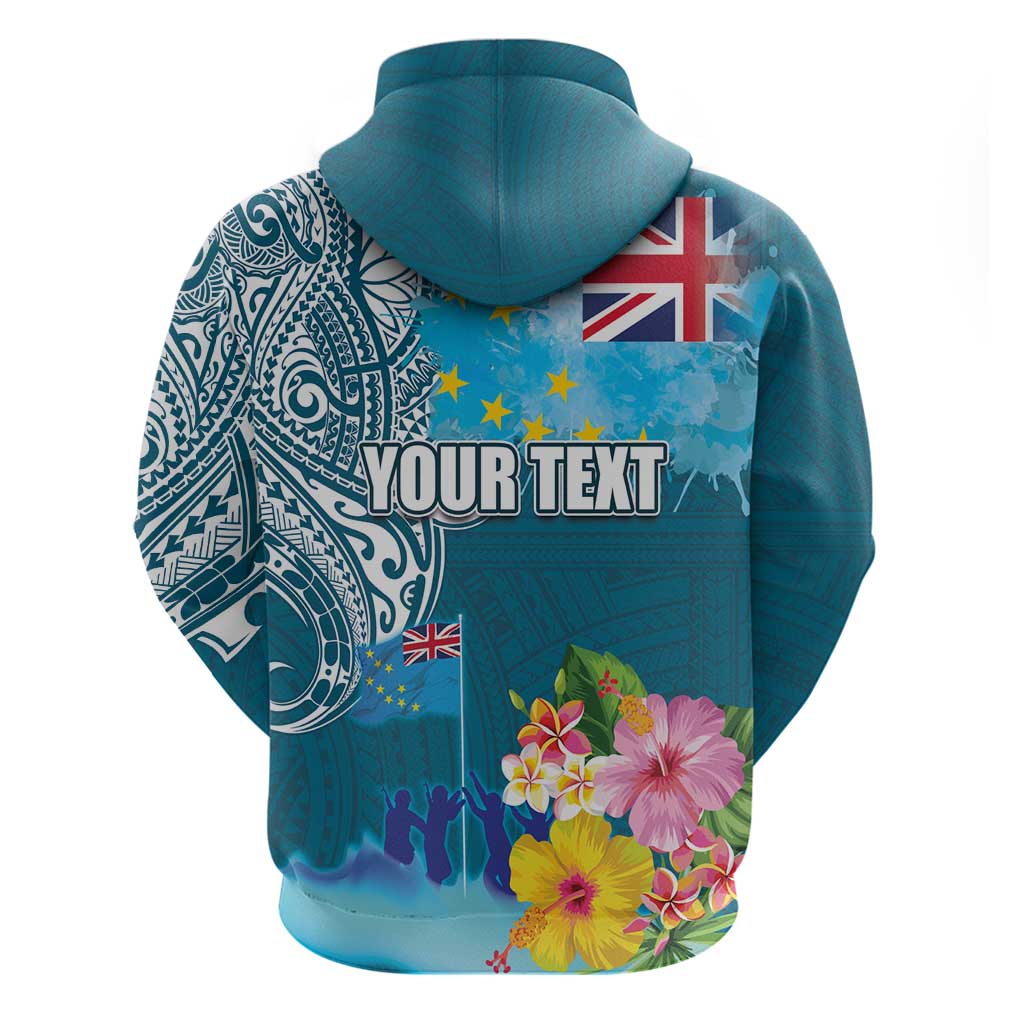 Personalised Tuvalu Independence Day Zip Hoodie Tuvaluan Tribal Flag Style