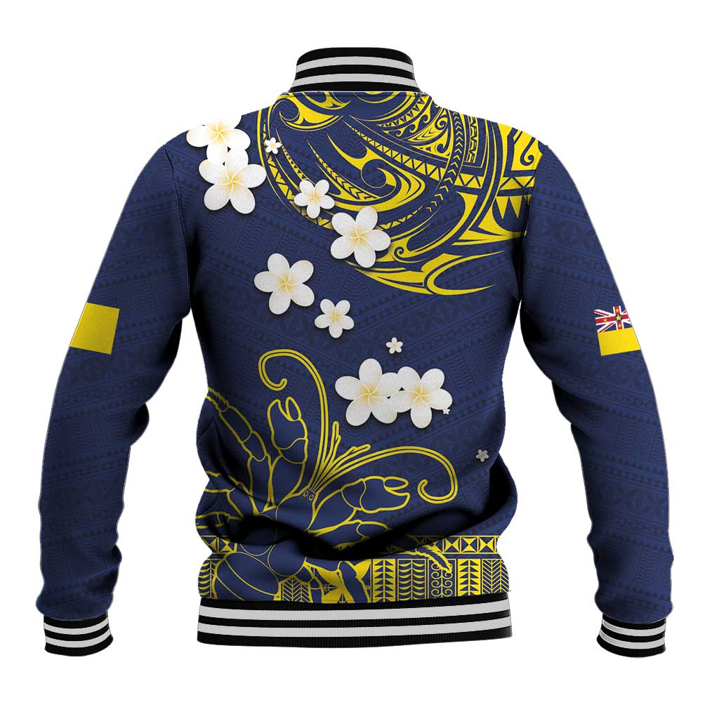 Niue Independence Day Baseball Jacket Hiapo Pattern Fiti Pua and Uga