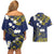 Niue Independence Day Couples Matching Off Shoulder Short Dress and Hawaiian Shirt Hiapo Pattern Fiti Pua and Uga