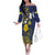 Niue Independence Day Family Matching Off The Shoulder Long Sleeve Dress and Hawaiian Shirt Hiapo Pattern Fiti Pua and Uga