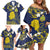 Niue Independence Day Family Matching Off Shoulder Short Dress and Hawaiian Shirt Hiapo Pattern Fiti Pua and Uga