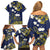 Niue Independence Day Family Matching Off Shoulder Short Dress and Hawaiian Shirt Hiapo Pattern Fiti Pua and Uga