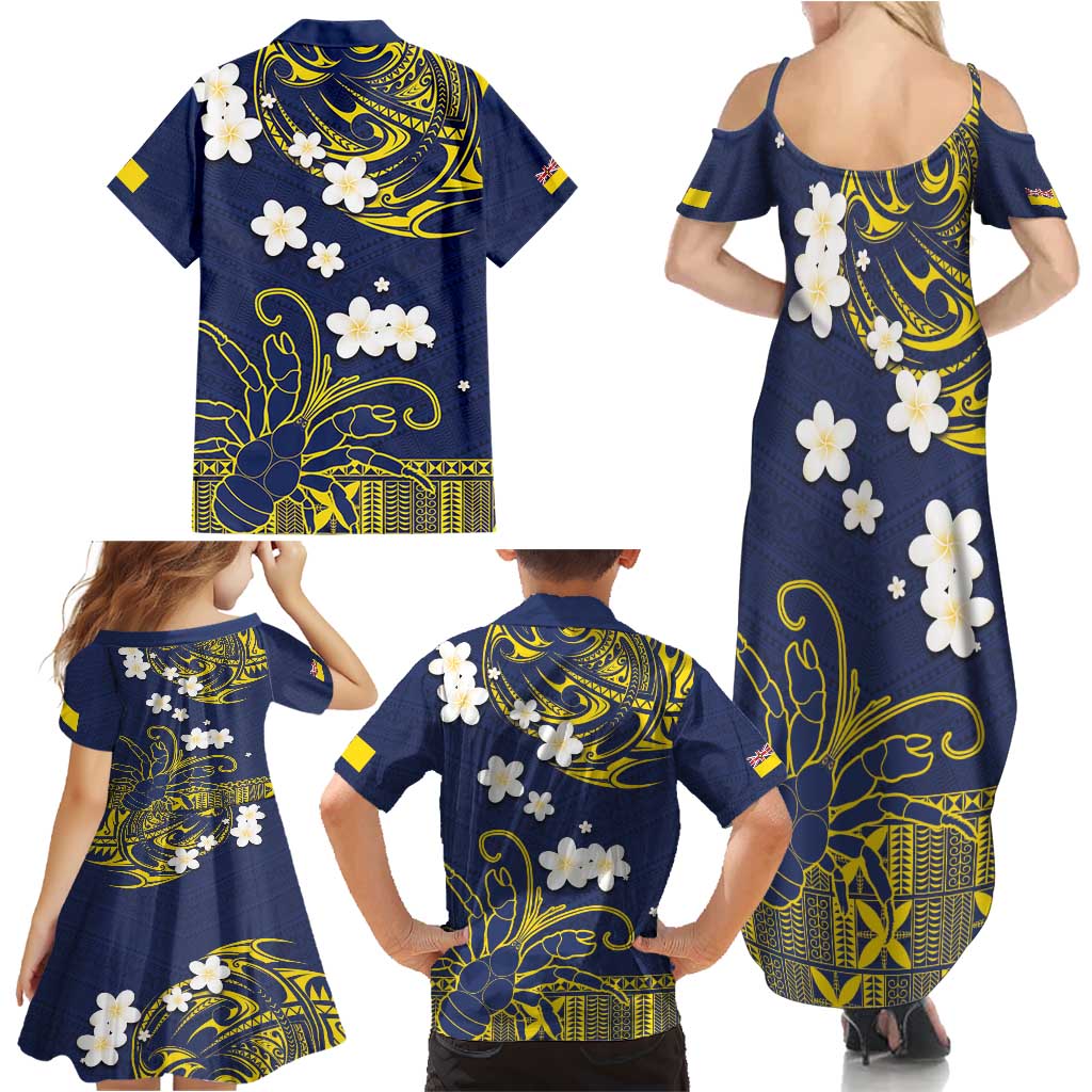 Niue Independence Day Family Matching Summer Maxi Dress and Hawaiian Shirt Hiapo Pattern Fiti Pua and Uga