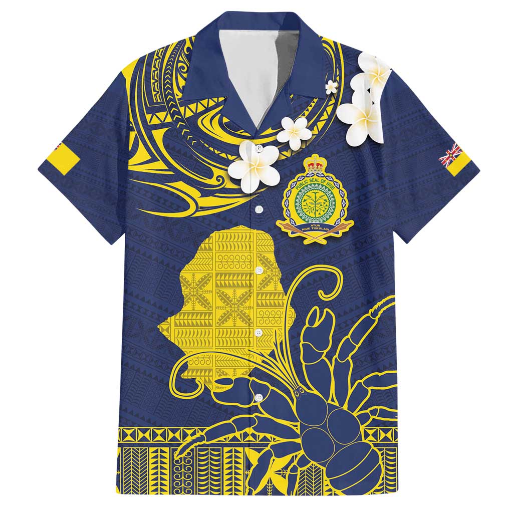 Niue Independence Day Hawaiian Shirt Hiapo Pattern Fiti Pua and Uga