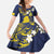 Niue Independence Day Kid Short Sleeve Dress Hiapo Pattern Fiti Pua and Uga