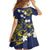 Niue Independence Day Kid Short Sleeve Dress Hiapo Pattern Fiti Pua and Uga