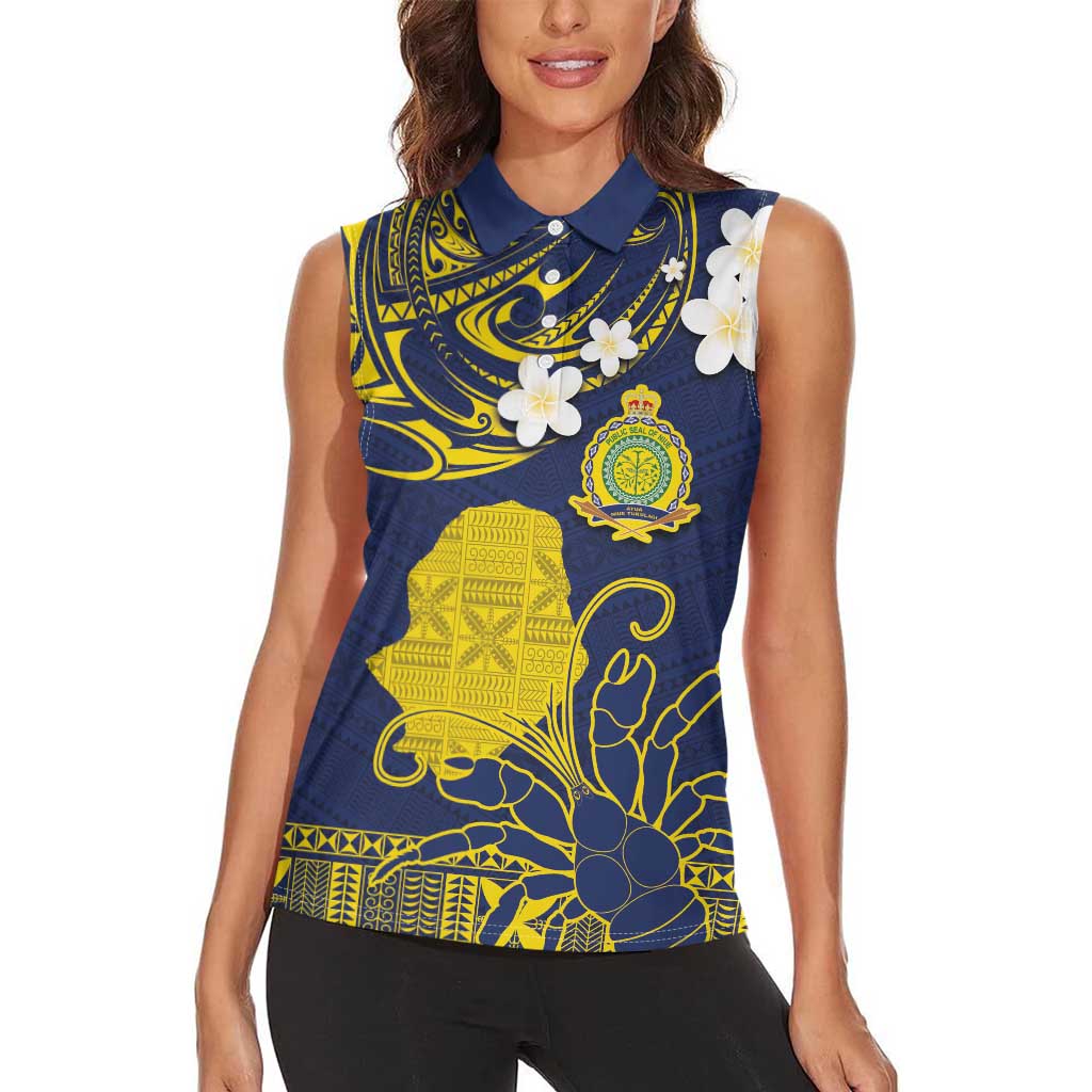 Niue Independence Day Women Sleeveless Polo Shirt Hiapo Pattern Fiti Pua and Uga
