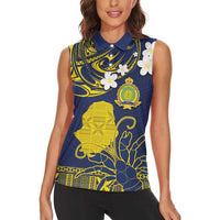 Niue Independence Day Women Sleeveless Polo Shirt Hiapo Pattern Fiti Pua and Uga