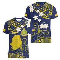 Niue Independence Day Women V-Neck T-Shirt Hiapo Pattern Fiti Pua and Uga