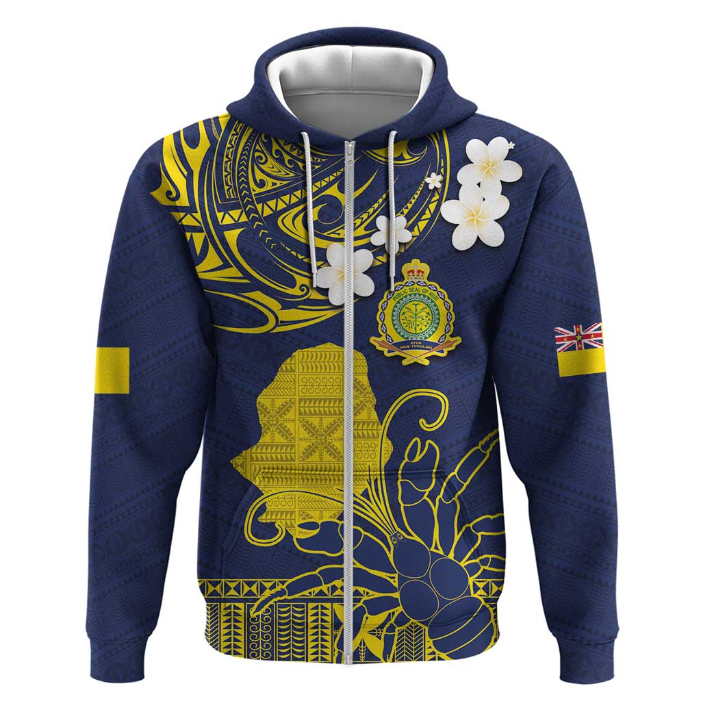 Niue Independence Day Zip Hoodie Hiapo Pattern Fiti Pua and Uga