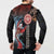 Hawaii and Japanese Together Button Sweatshirt Koi Fish and Kakau Pattern