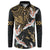 Hawaii and Japanese Together Button Sweatshirt Cranes Birds with Kakau Pattern