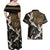 Hawaii and Japanese Together Couples Matching Off Shoulder Maxi Dress and Hawaiian Shirt Cranes Birds with Kakau Pattern