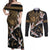 Hawaii and Japanese Together Couples Matching Off Shoulder Maxi Dress and Long Sleeve Button Shirt Cranes Birds with Kakau Pattern
