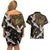 Hawaii and Japanese Together Couples Matching Off Shoulder Short Dress and Hawaiian Shirt Cranes Birds with Kakau Pattern