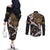 Hawaii and Japanese Together Couples Matching Off The Shoulder Long Sleeve Dress and Long Sleeve Button Shirt Cranes Birds with Kakau Pattern