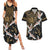 Hawaii and Japanese Together Couples Matching Summer Maxi Dress and Hawaiian Shirt Cranes Birds with Kakau Pattern