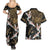Hawaii and Japanese Together Couples Matching Summer Maxi Dress and Hawaiian Shirt Cranes Birds with Kakau Pattern