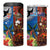 Fiji and Australia Together 4 in 1 Can Cooler Tumbler Fijian Tapa Plants with Kangaroo and Aboriginal - Polynesian Pride