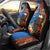 Fiji and Australia Together Car Seat Cover Fijian Tapa Plants with Kangaroo and Aboriginal - Polynesian Pride