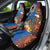 Fiji and Australia Together Car Seat Cover Fijian Tapa Plants with Kangaroo and Aboriginal - Polynesian Pride