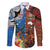 Fiji and Australia Together Family Matching Long Sleeve Bodycon Dress and Hawaiian Shirt Fijian Tapa Plants with Kangaroo and Aboriginal - Polynesian Pride